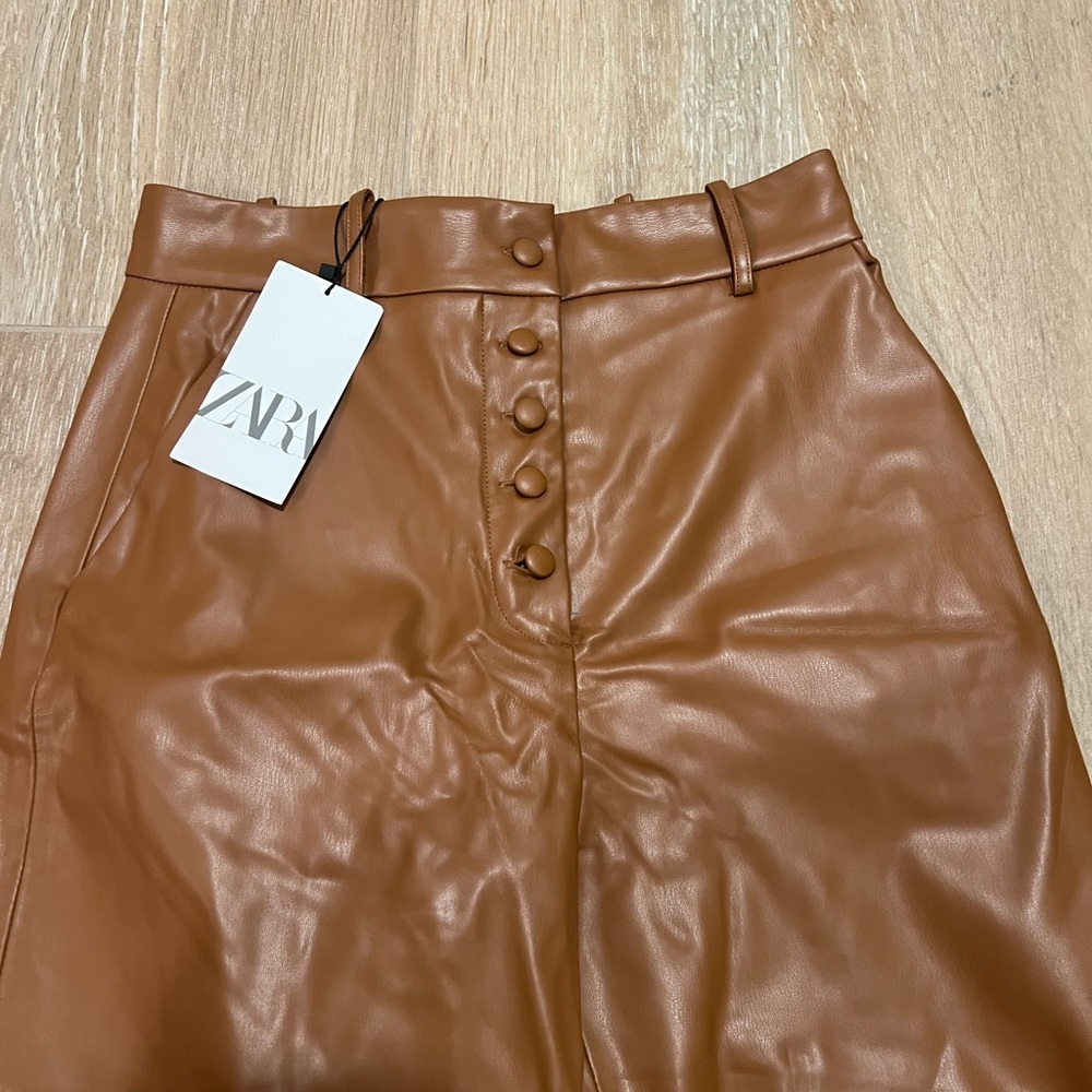 Brand New With Tags Zara Brown Leather Pants